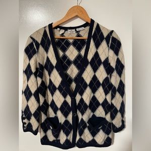 Vintage 80s Valentino Argyle Cardigan Large